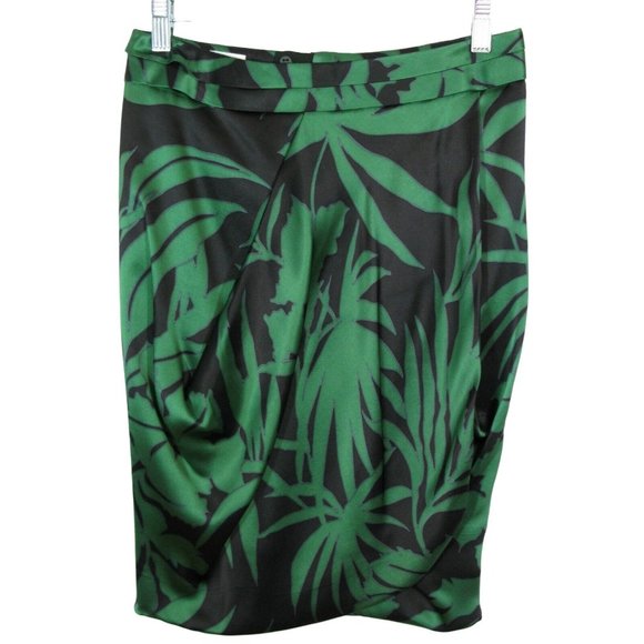 Armani Collezioni Dresses & Skirts - ARMANI COLLEZIONI Size 4 Silk Green Palm Leaf Draped Faux Wrap Pencil Skirt